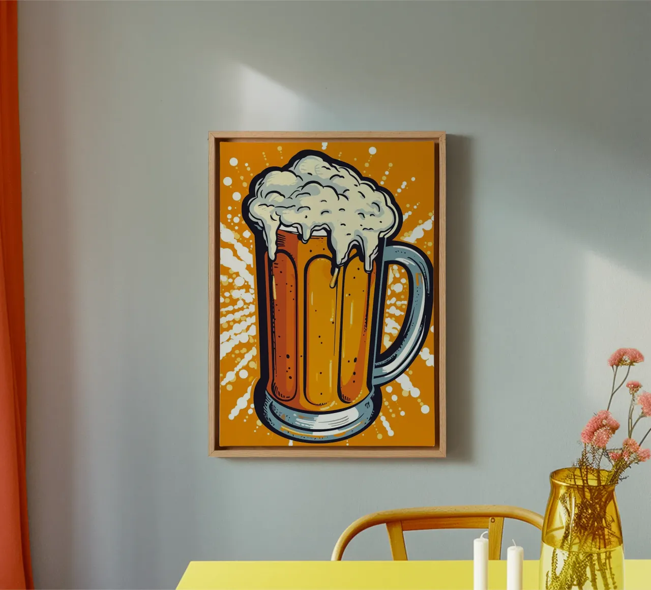 Birra Pop Art tela con Cornice a cassetta da mesa