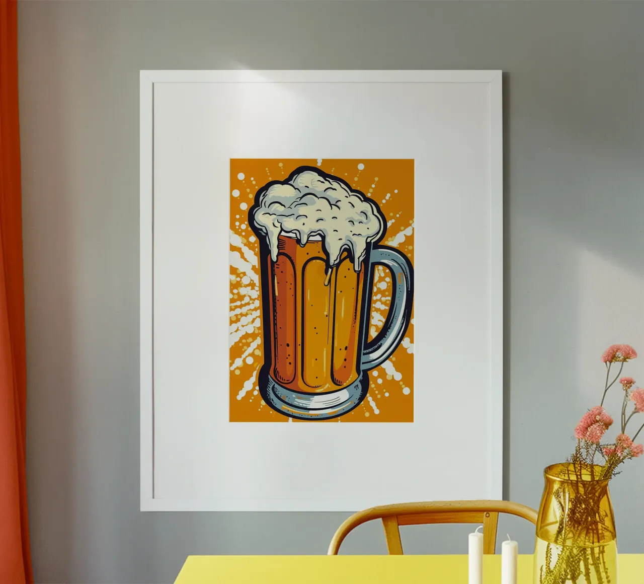 Birra Pop Art poster con telaio in alluminio da mesa