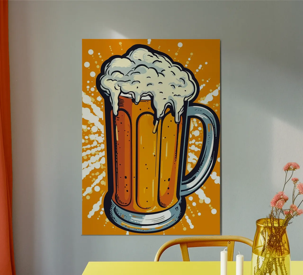 Birra Pop Art poster con telaio in alluminio da mesa