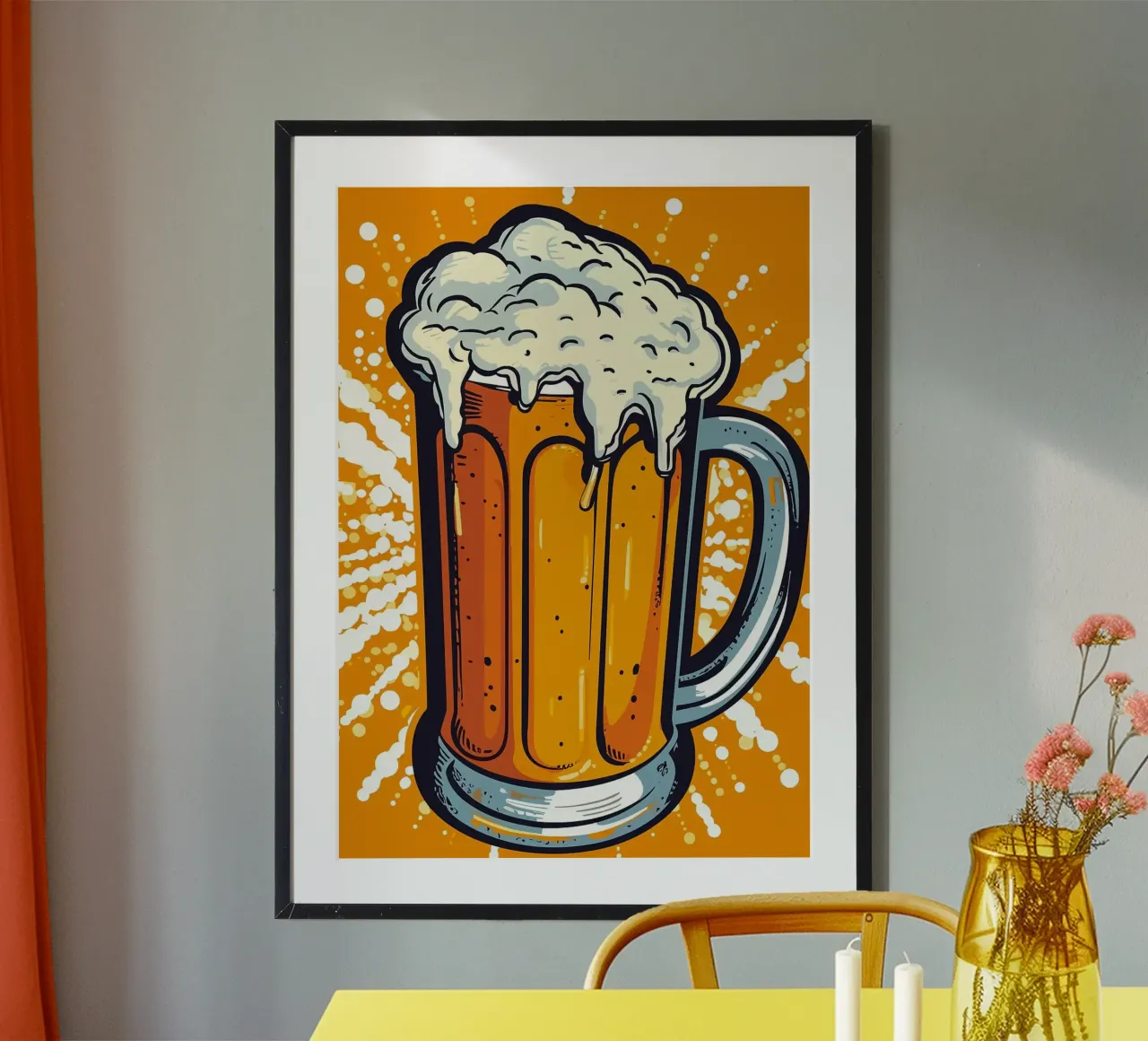 Birra Pop Art poster con telaio in alluminio da mesa