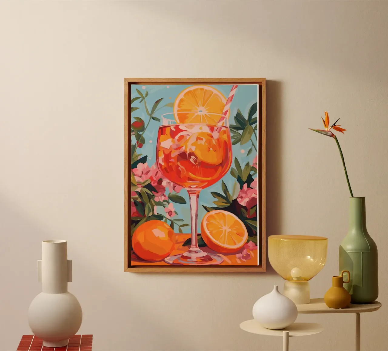 Aperol Spritz tela con Cornice a cassetta da mesa
