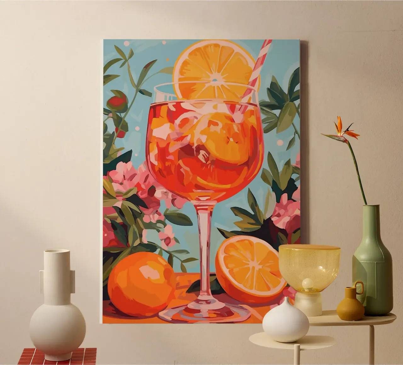 Aperol Spritz tela con Cornice a cassetta da mesa