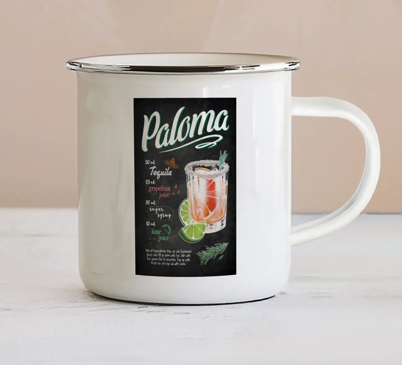 Paloma tazza in smalto da mesa