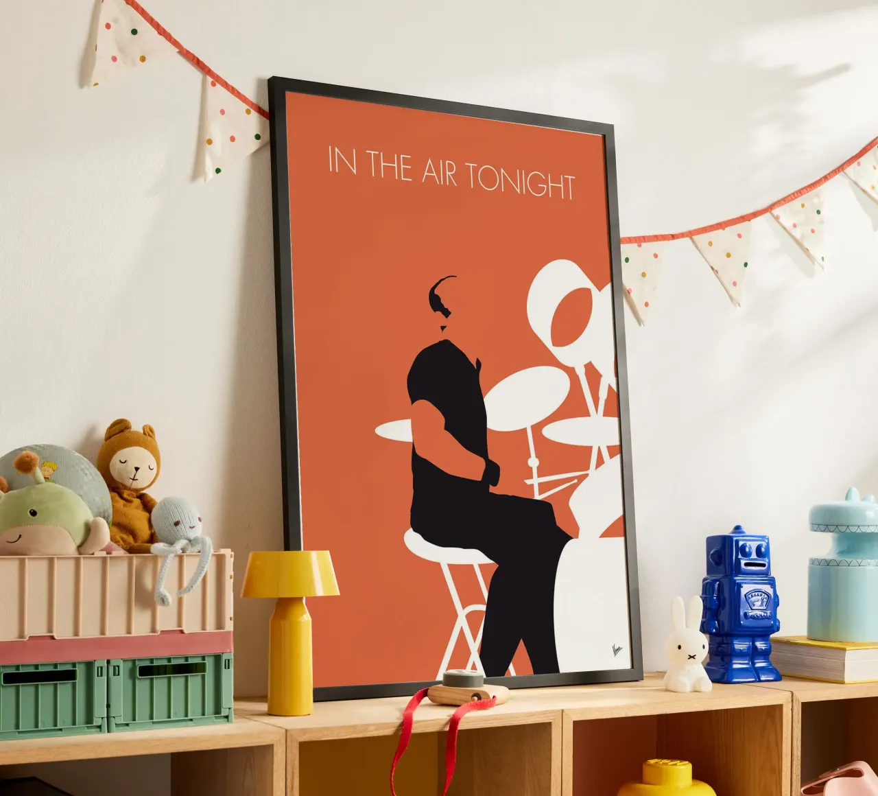 Phil Collins - In The Air Tonight di Chungkong poster con telaio in legno da jammie