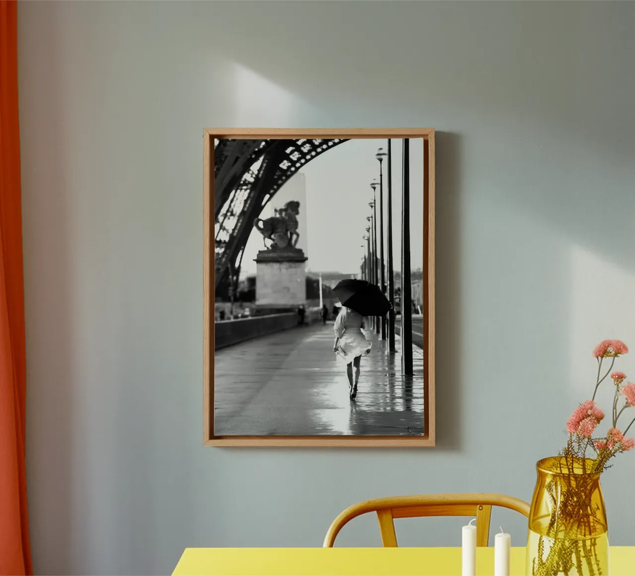 Walking in Paris canvas with Floater frame by vintgeseyn
