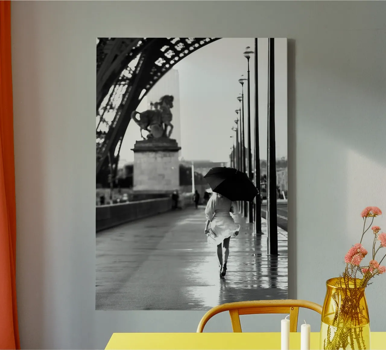 Walking in Paris canvas with Floater frame by vintgeseyn