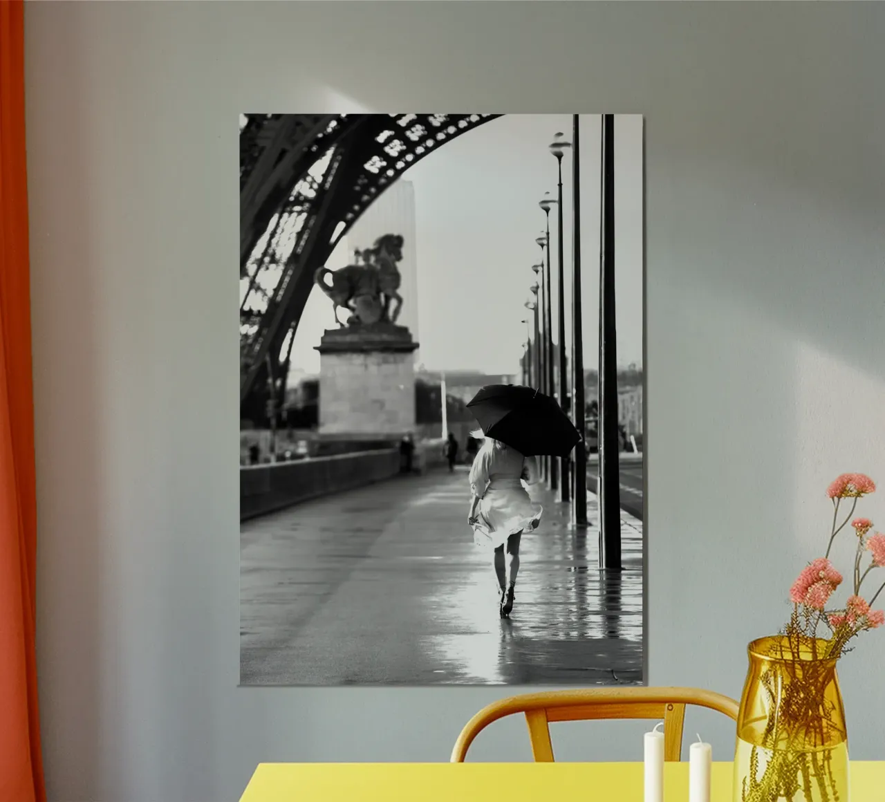 A piedi a Parigi poster con telaio in alluminio da vintgeseyn