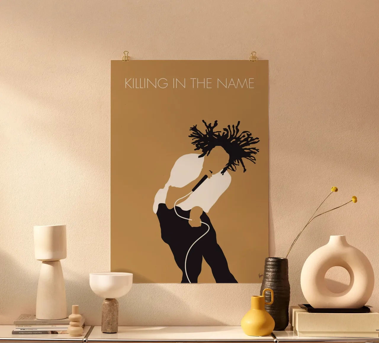 Rage Against the Machine, Killing in the Name di Chungkong poster con telaio in alluminio da jammie