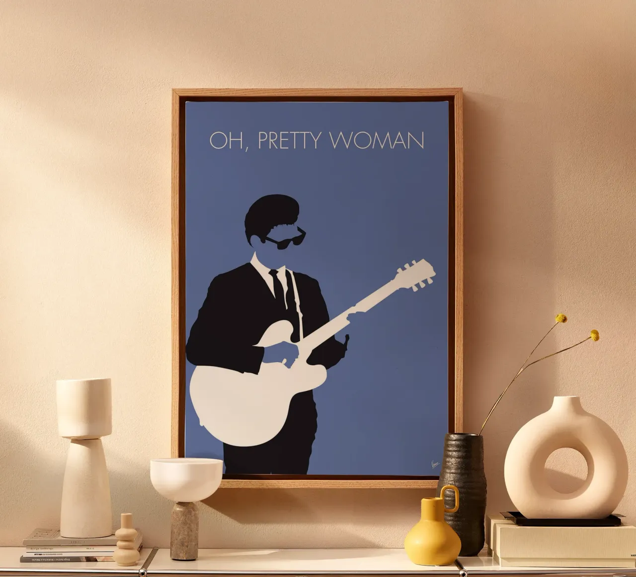 Roy Orbison - Oh, Pretty Woman di Chungkong tela con Cornice a cassetta da jammie