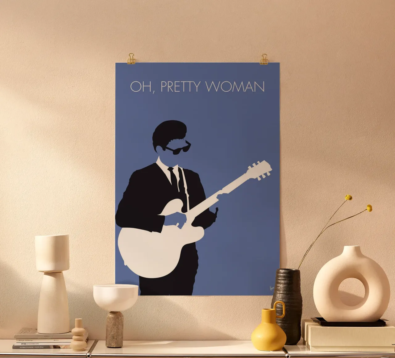 Roy Orbison - Oh, Pretty Woman di Chungkong poster con telaio in alluminio da jammie