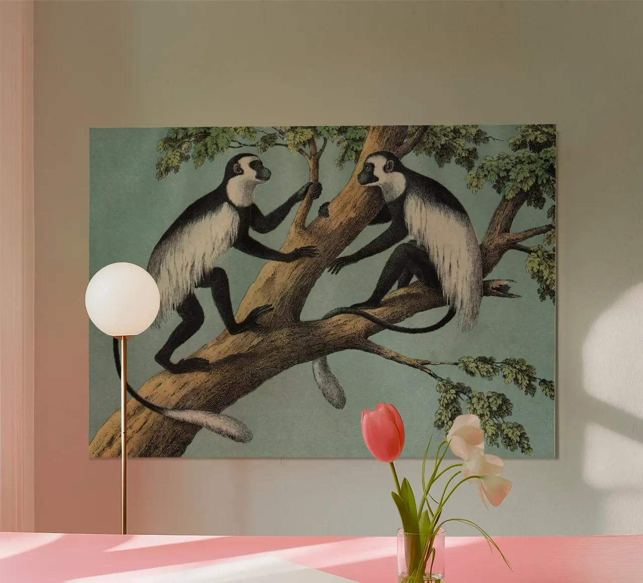 Vintage Kolb 3 Tafel 42 Guerezza poster con telaio in legno da Vintage Print Collection