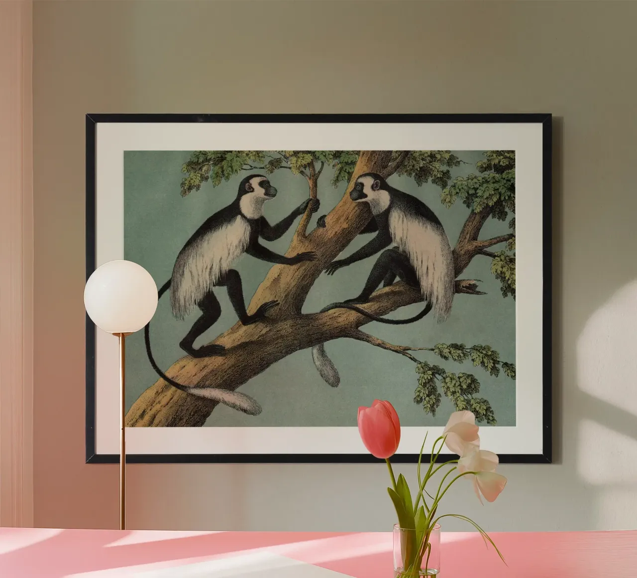 Vintage Kolb 3 Tafel 42 Guerezza poster con telaio in legno da Vintage Print Collection