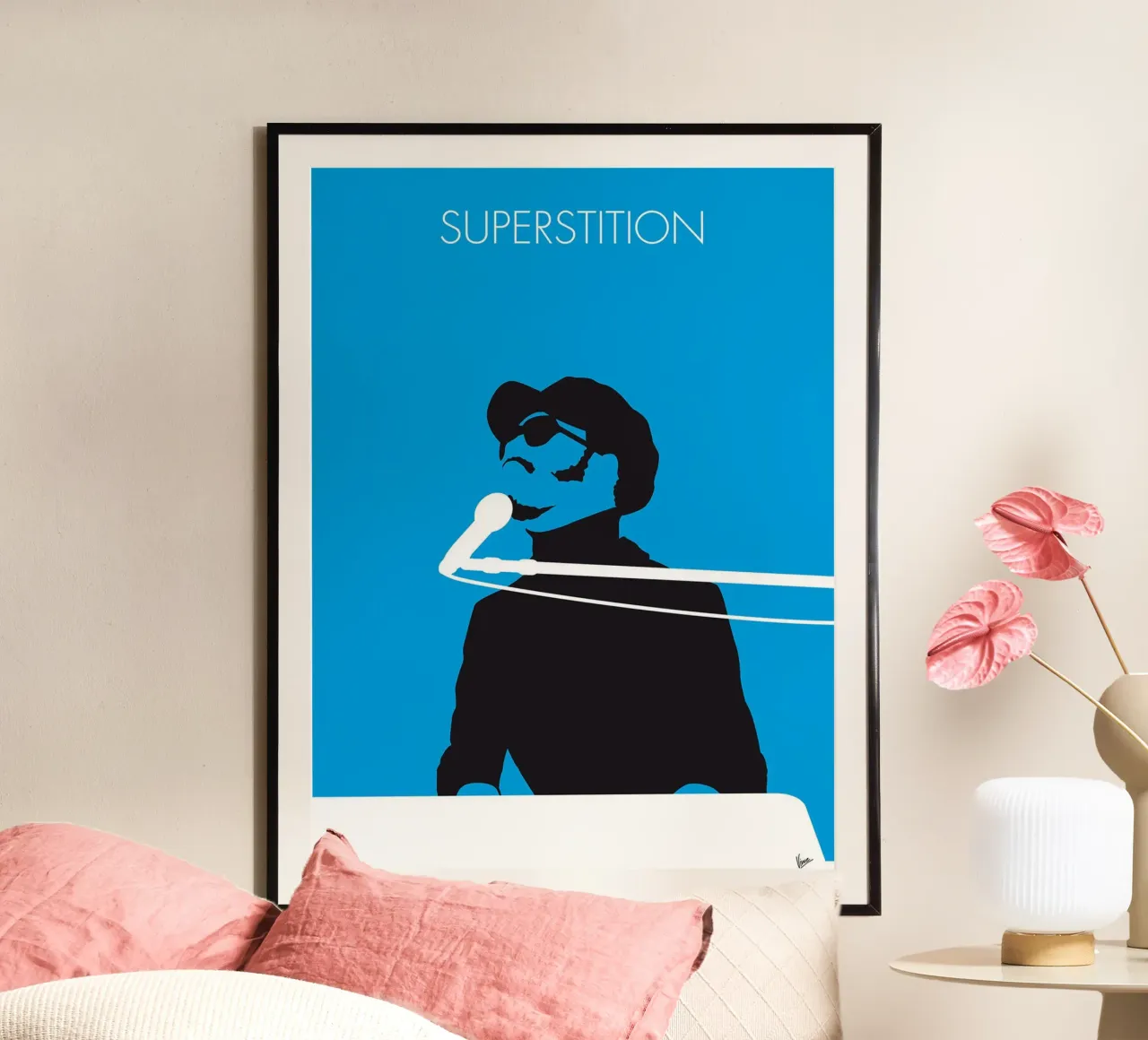 Stevie Wonder, Superstition di Chungkong poster con telaio in plastica da jammie