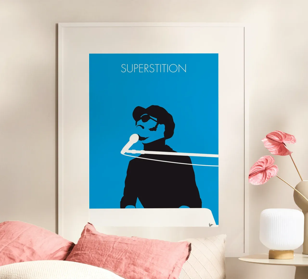 Stevie Wonder, Superstition di Chungkong poster con telaio in plastica da jammie