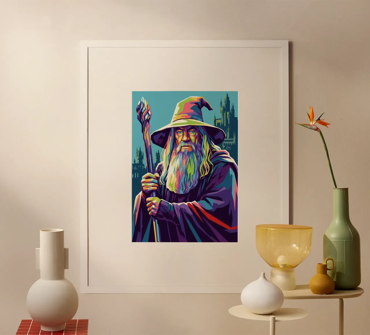 Gandalf - Il Signore degli Anelli poster con telaio in legno da Hantamrata