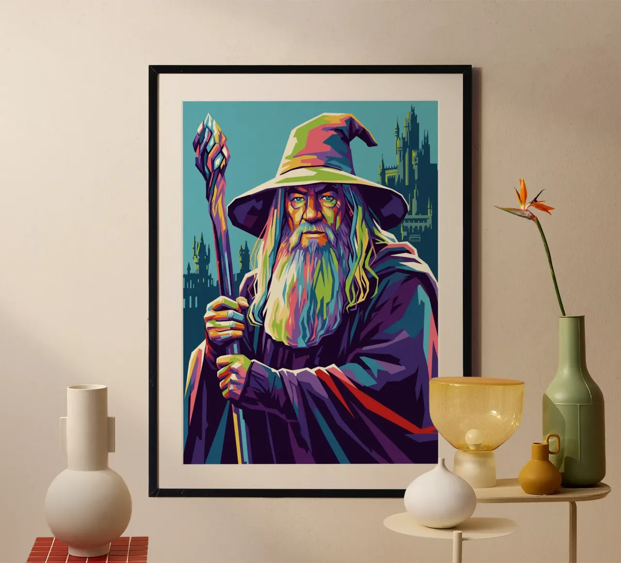 Gandalf - Il Signore degli Anelli poster con telaio in legno da Hantamrata
