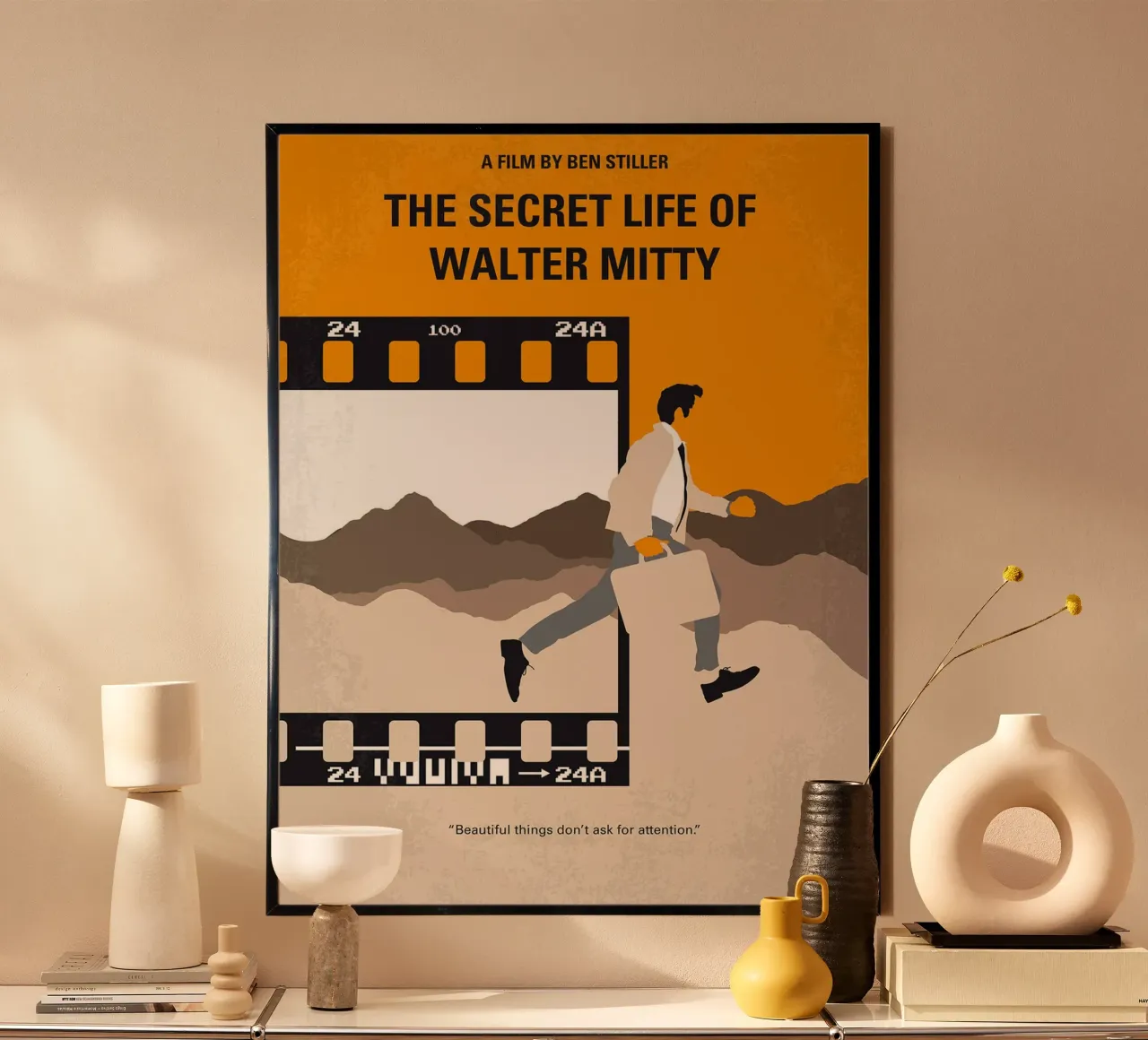 Het geheime leven van Walter Mitty door Chungkong poster met houten frame van jammie