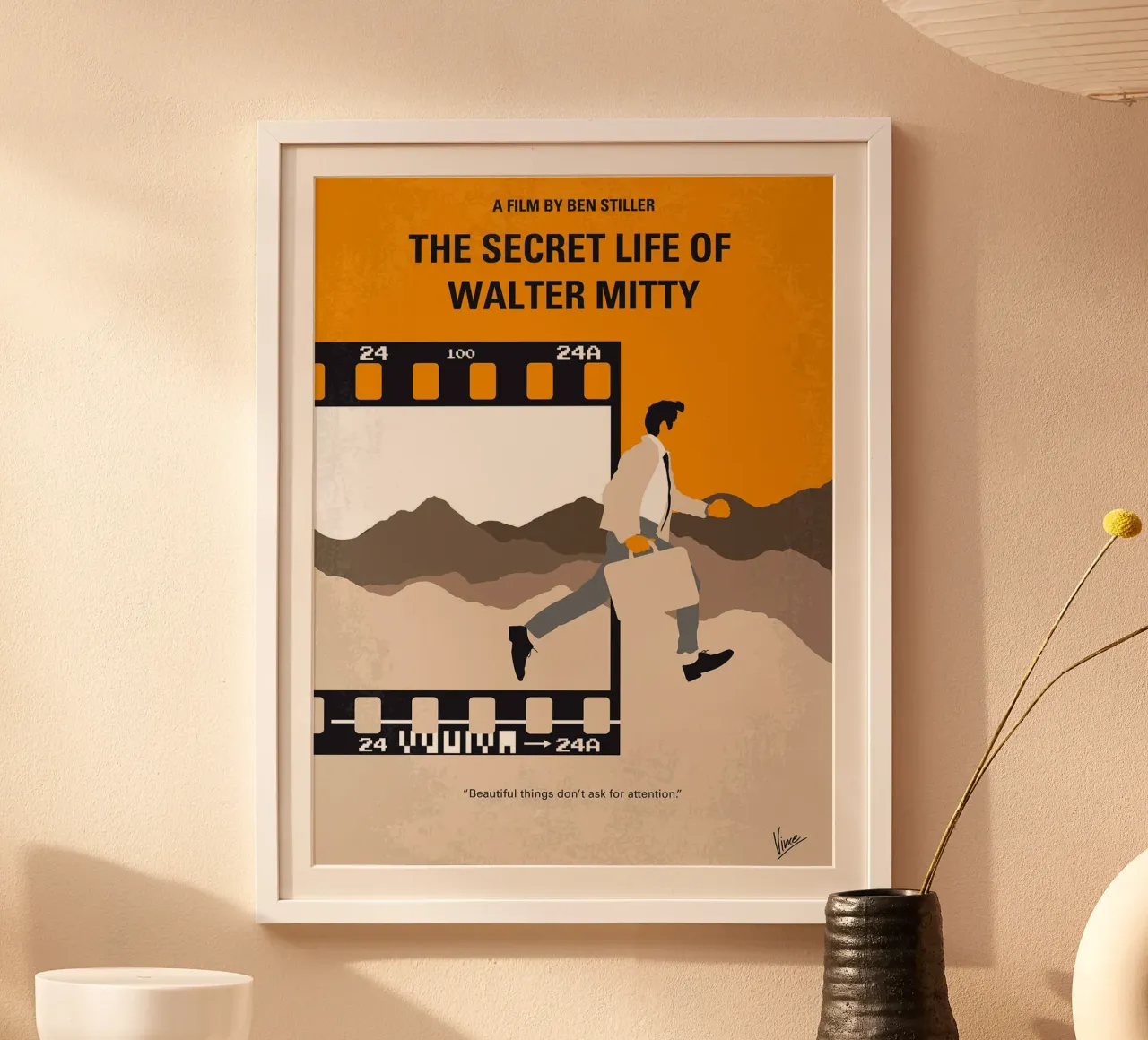 Het geheime leven van Walter Mitty door Chungkong poster met houten frame van jammie
