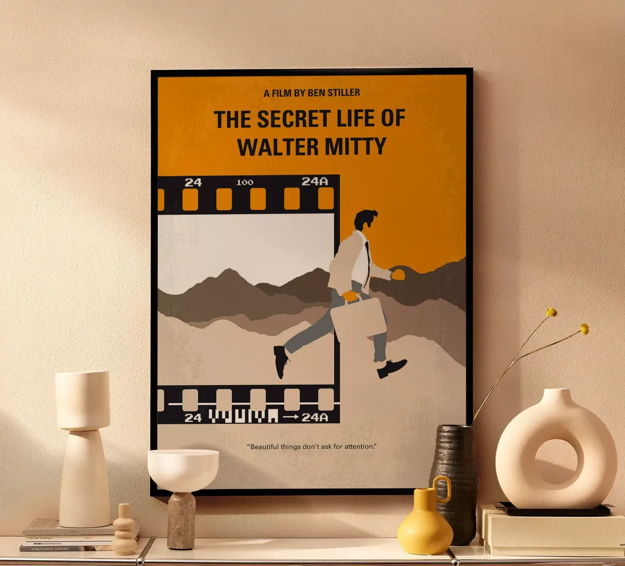 Het geheime leven van Walter Mitty door Chungkong poster met houten frame van jammie