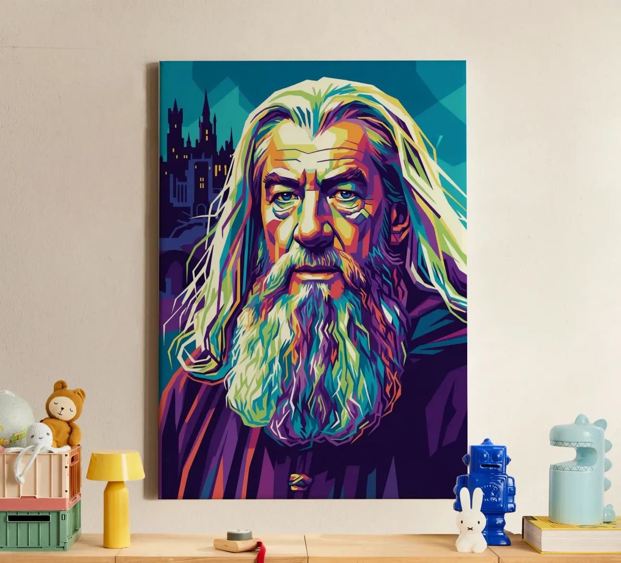 Gandalf - Der Herr der Ringe Leinwand mit Schattenfugenrahmen von Hantamrata