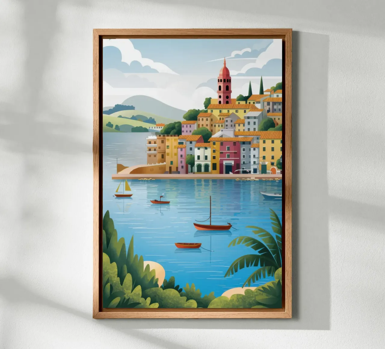 Rustige havenkleuren canvas met Baklijst van Orchid Patina