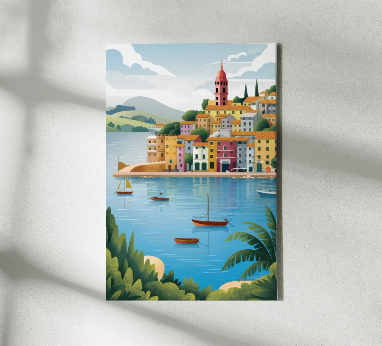 Rustige havenkleuren canvas met Baklijst van Orchid Patina
