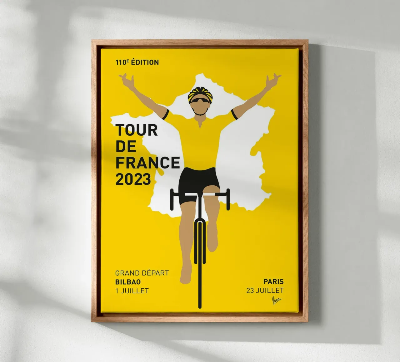 Tour de Francia 2023 de Chungkong lienzo con Marco flotante de jammie
