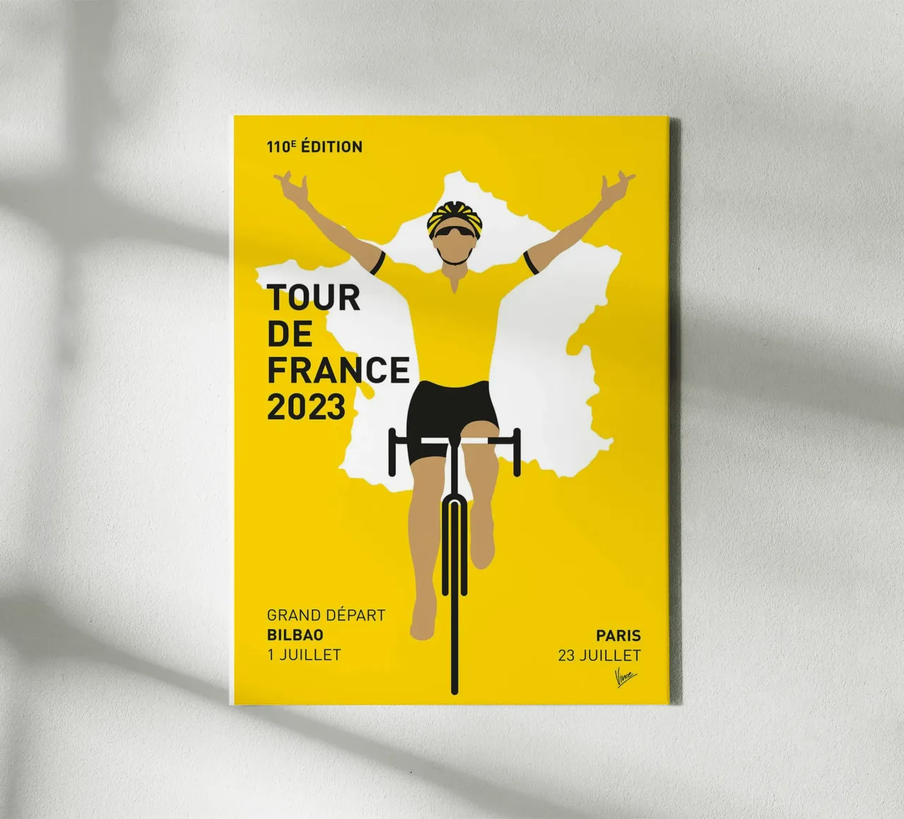Tour de Francia 2023 de Chungkong lienzo con Marco flotante de jammie