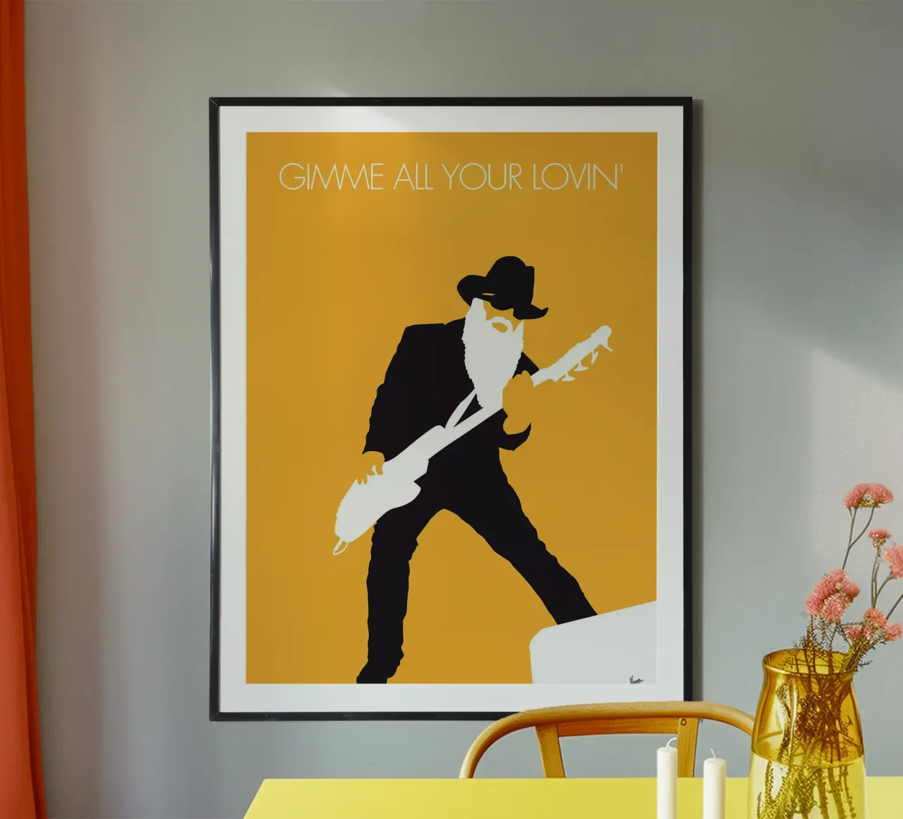 ZZ Top - Gimme All Your Lovin' di Chungkong poster con telaio in legno da jammie