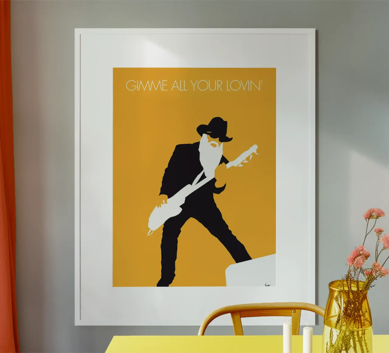 ZZ Top - Gimme All Your Lovin' di Chungkong poster con telaio in legno da jammie