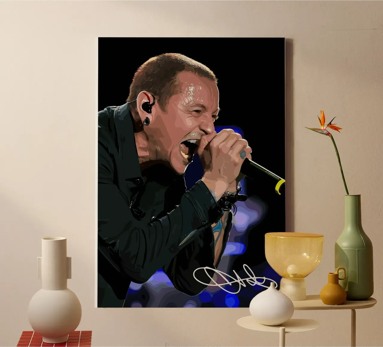 Chester Bennington Urla tela con Cornice a cassetta da shiners