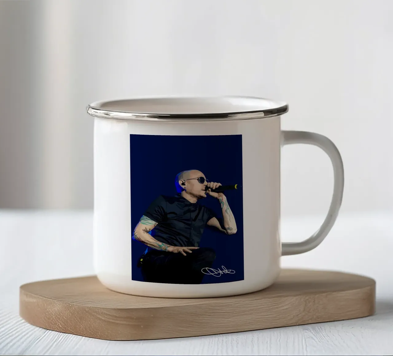 Chester Bennington tazza in smalto da shiners