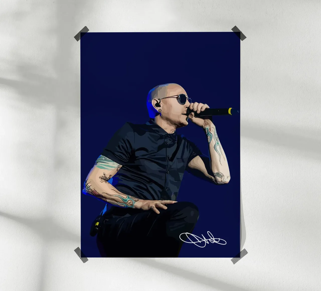 Chester Bennington poster con telaio in plastica da shiners
