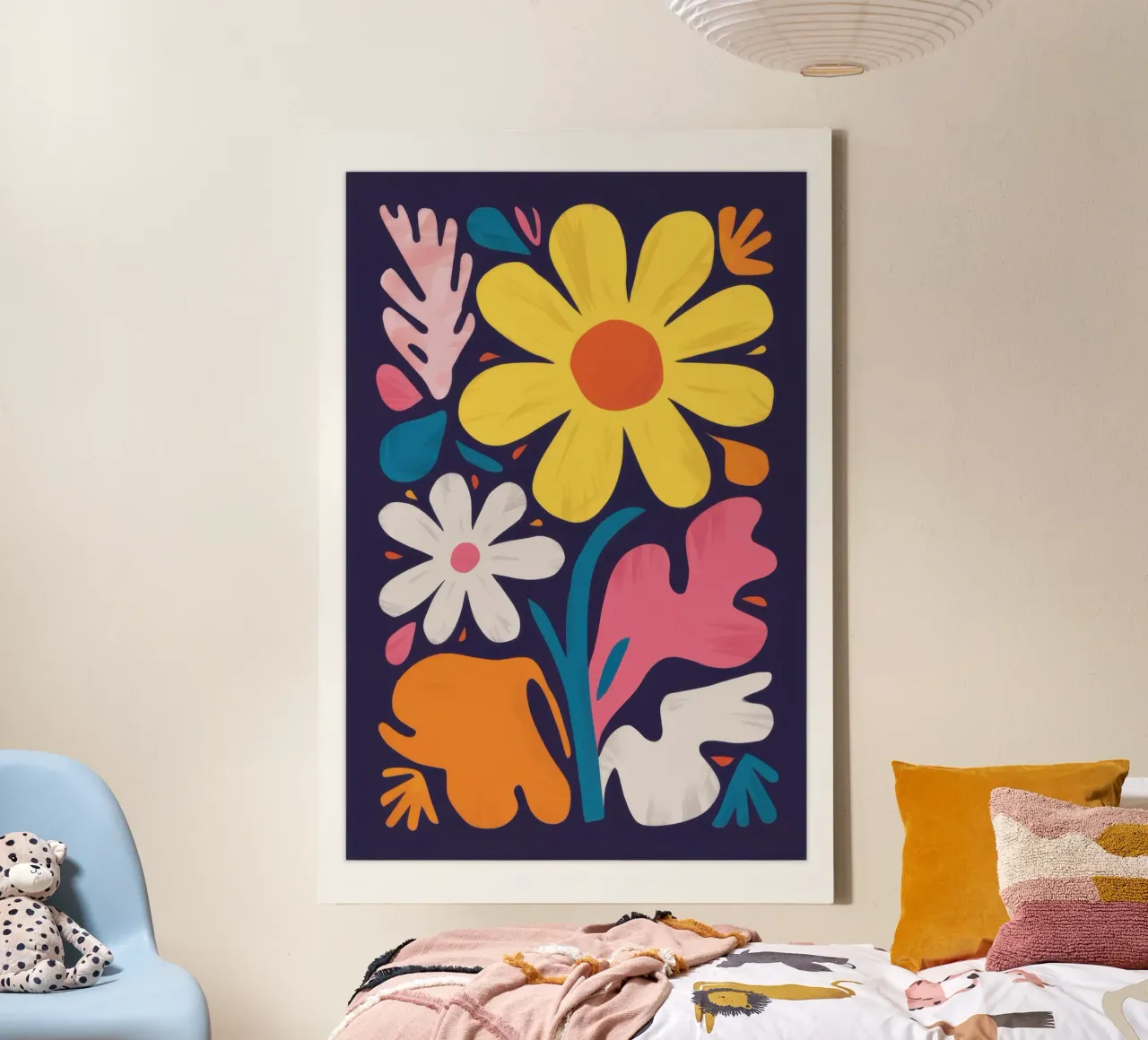 Audacia floreale maraouiana tela con Cornice a cassetta da Orchid Patina