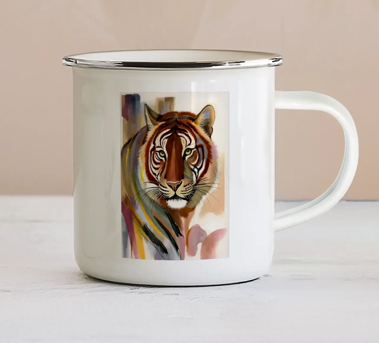 Sguardo di tigre: L'aura indomita tazza in smalto da 83oranges