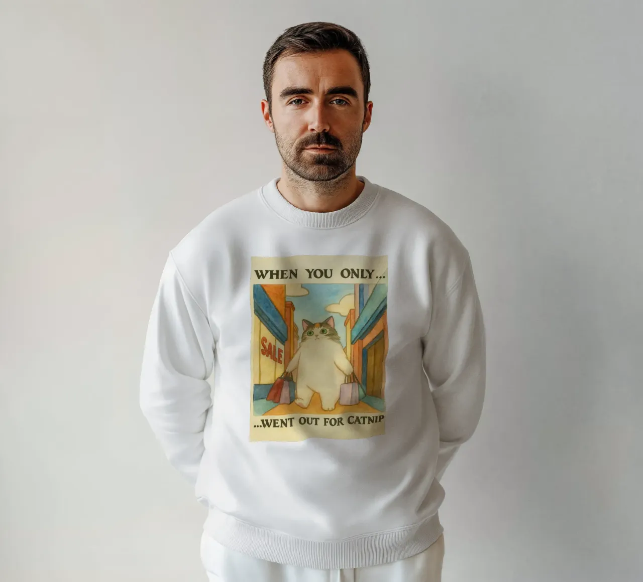 went out for catnip funny cat sweatshirt by cepeducks