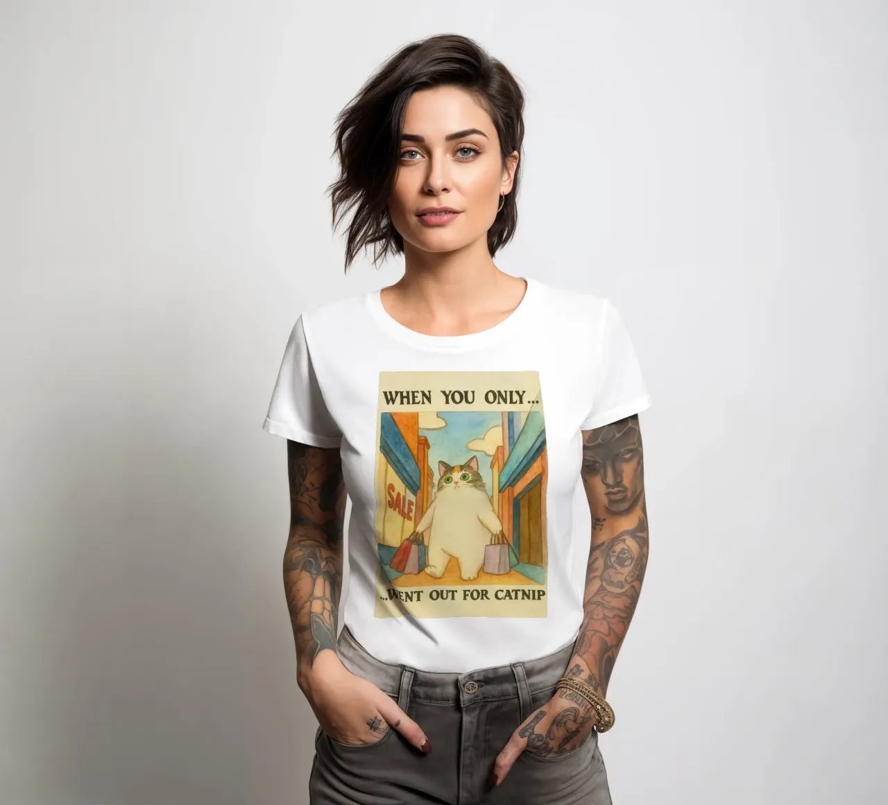 went out for catnip funny cat women's fitted t-shirt by cepeducks