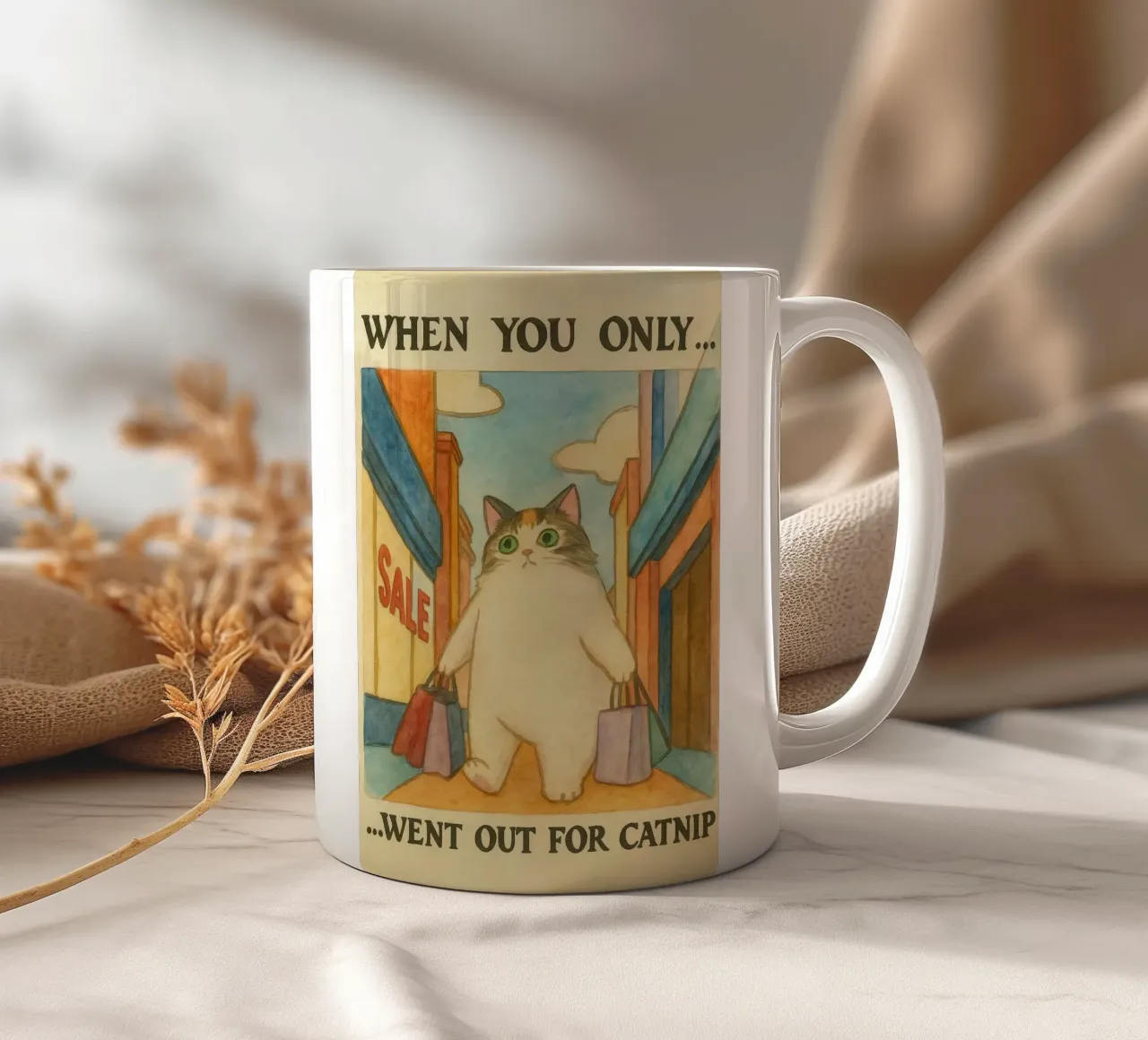 went out for catnip funny cat ceramic mug by cepeducks