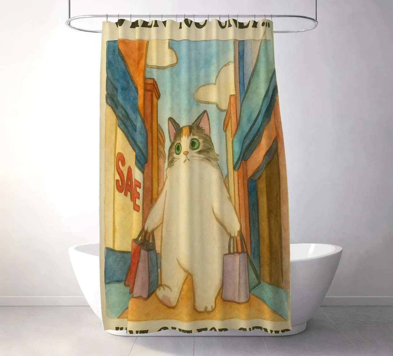 went out for catnip funny cat shower curtain by cepeducks