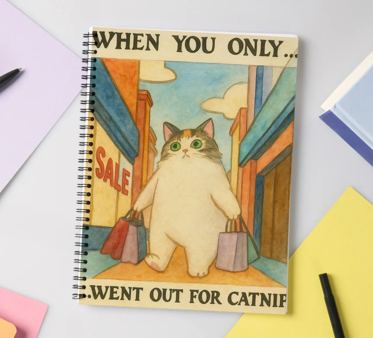 went out for catnip funny cat spiral notebook by cepeducks