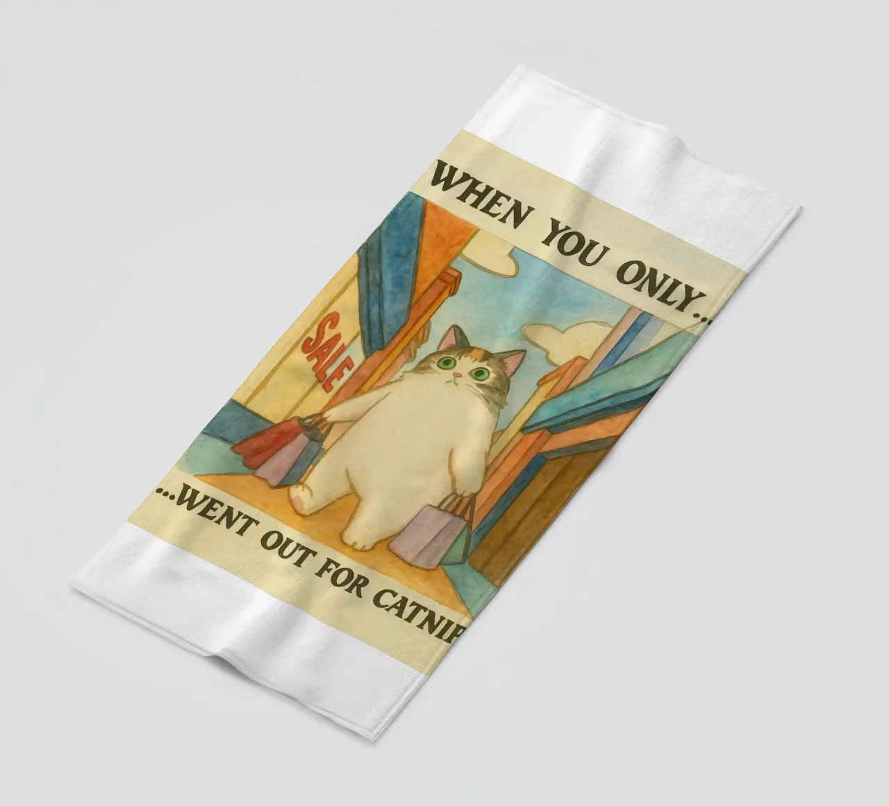 went out for catnip funny cat beach towel by cepeducks