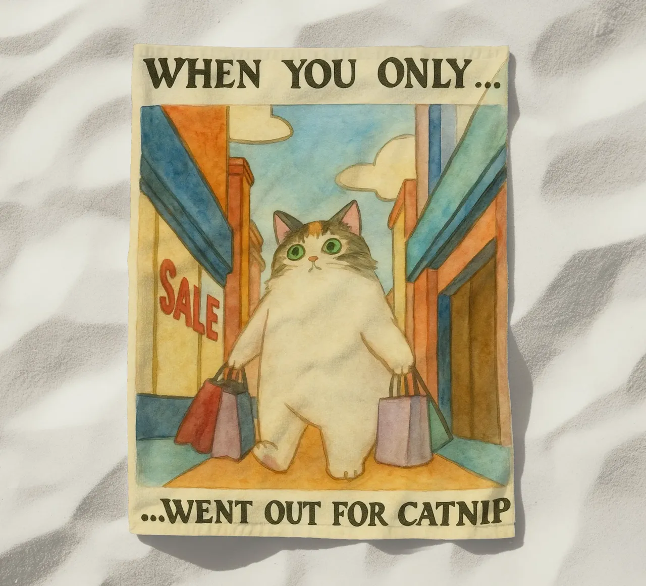 went out for catnip funny cat beach towel by cepeducks