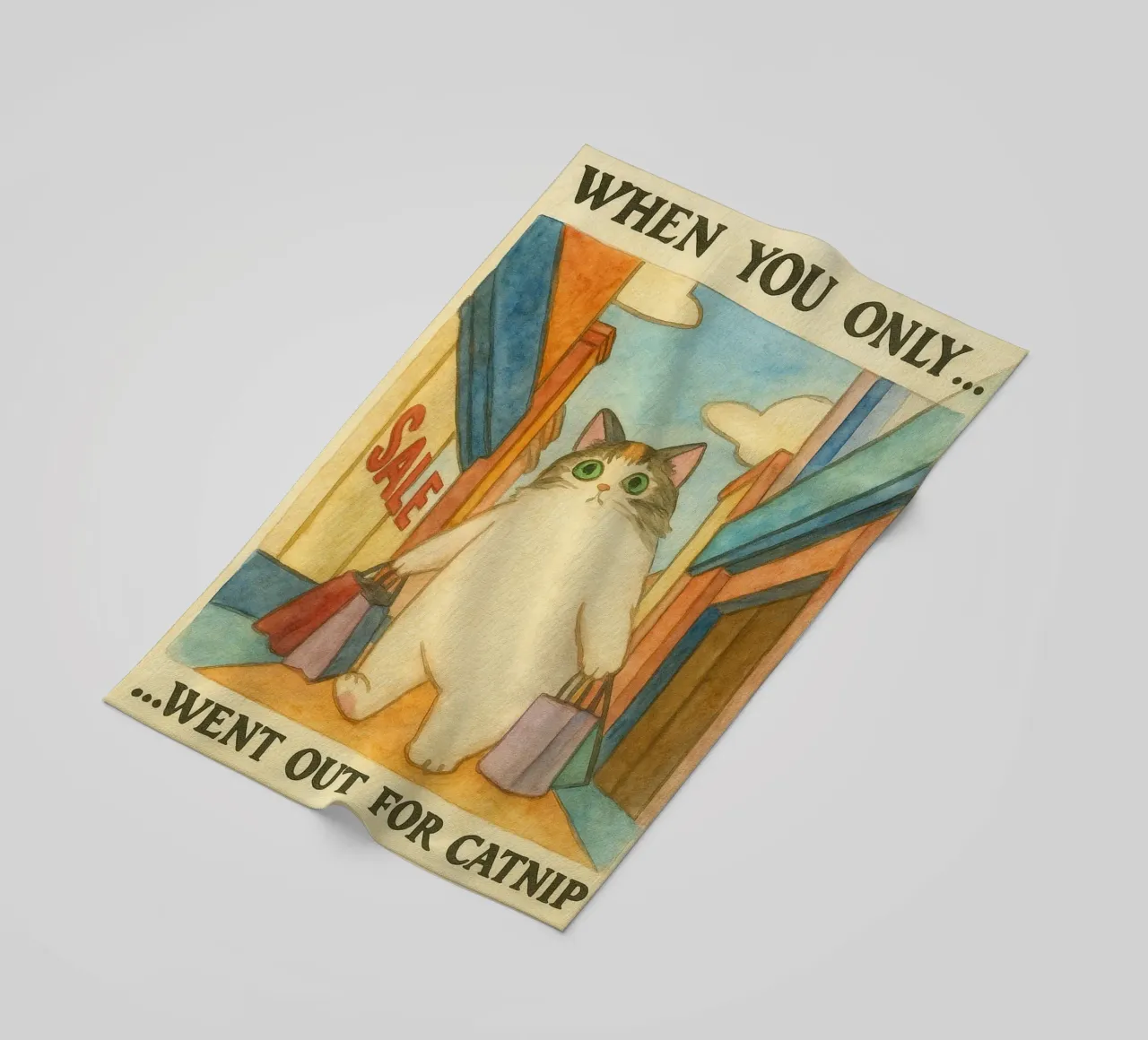 went out for catnip funny cat beach towel by cepeducks