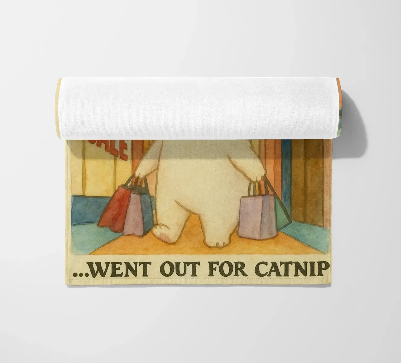 went out for catnip funny cat beach towel by cepeducks