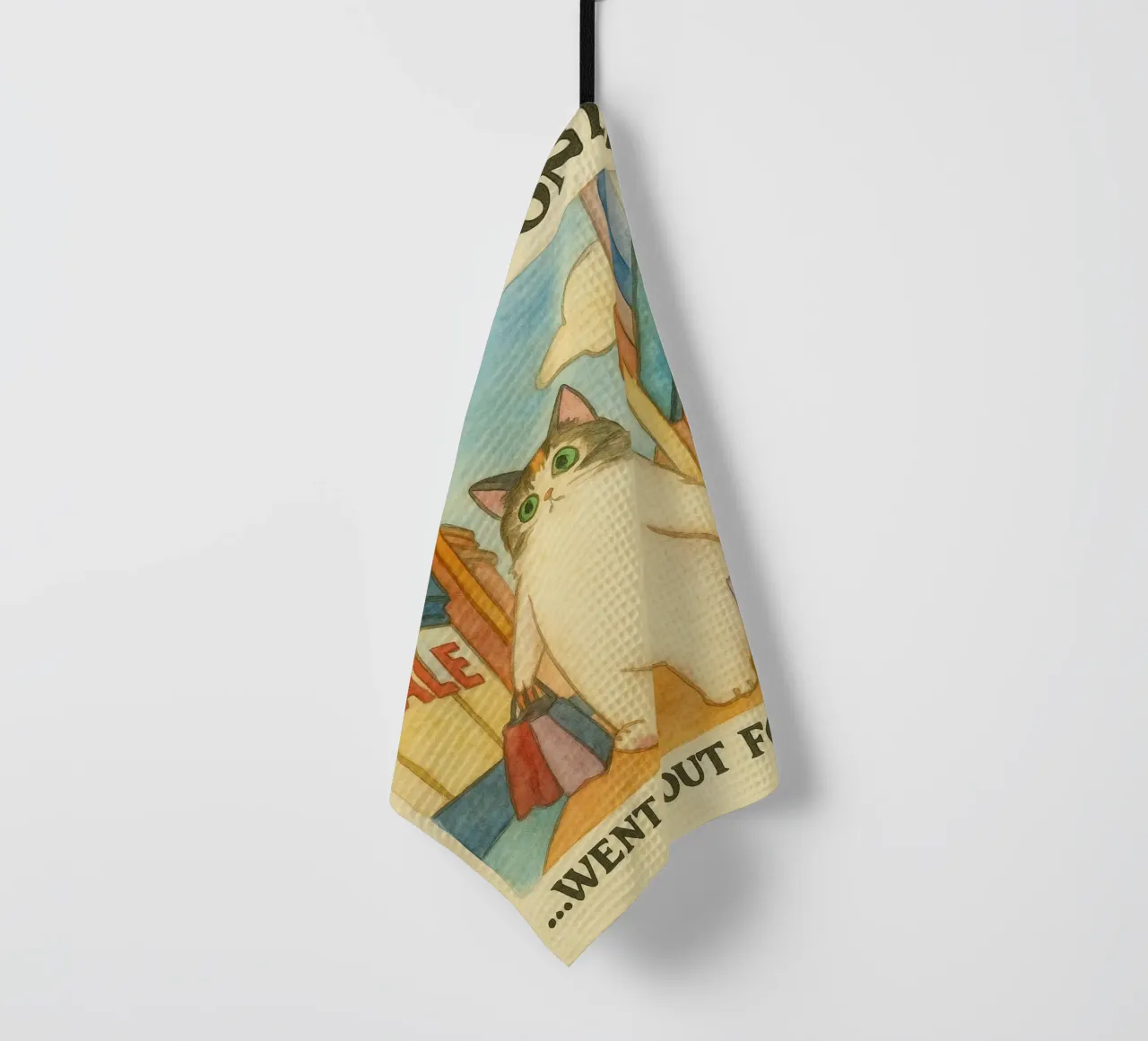 went out for catnip funny cat tea towel by cepeducks