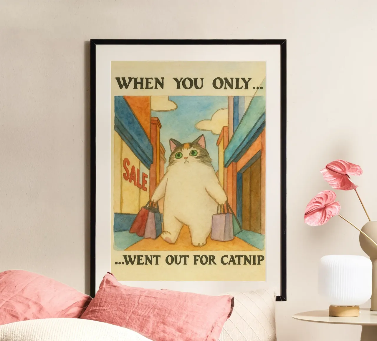 went out for catnip funny cat poster by cepeducks