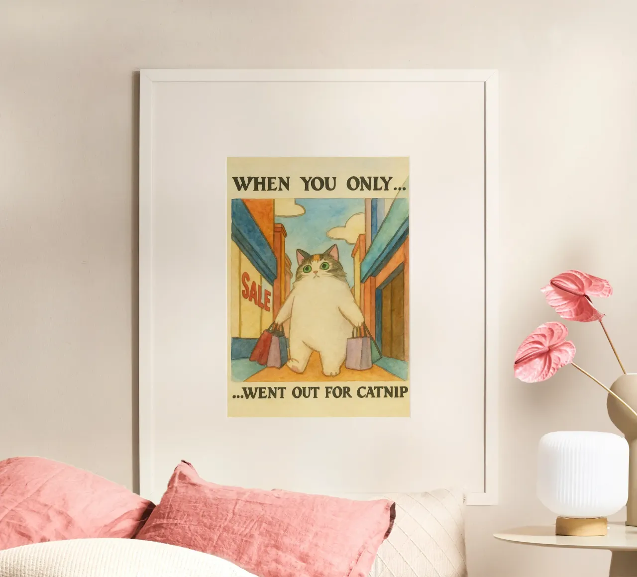 went out for catnip funny cat poster by cepeducks