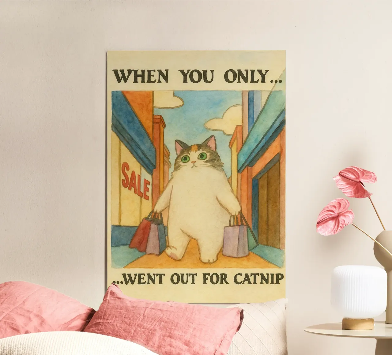 went out for catnip funny cat poster by cepeducks