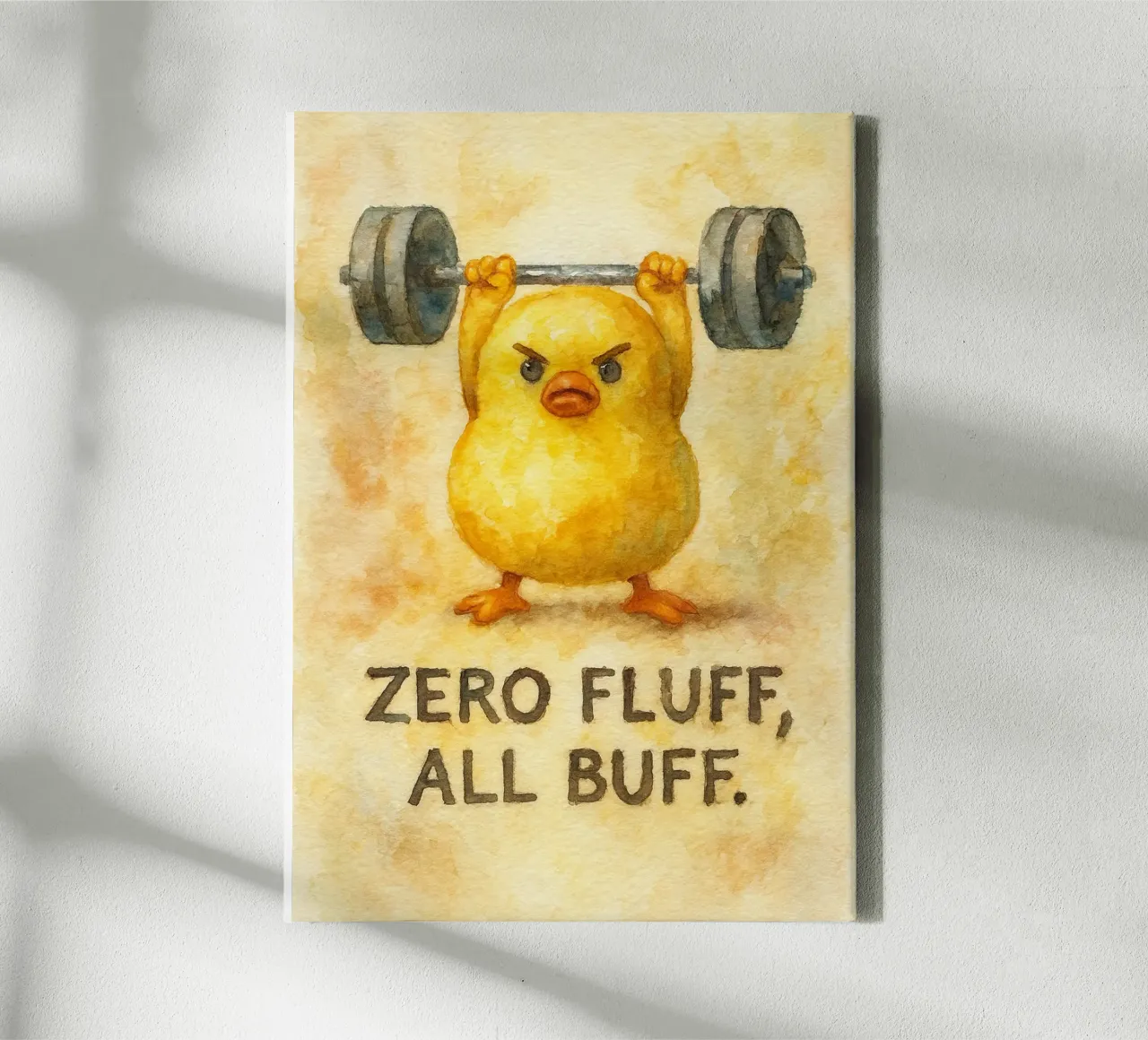 zero fluff all buff funny duck canvas with Floater frame by cepeducks