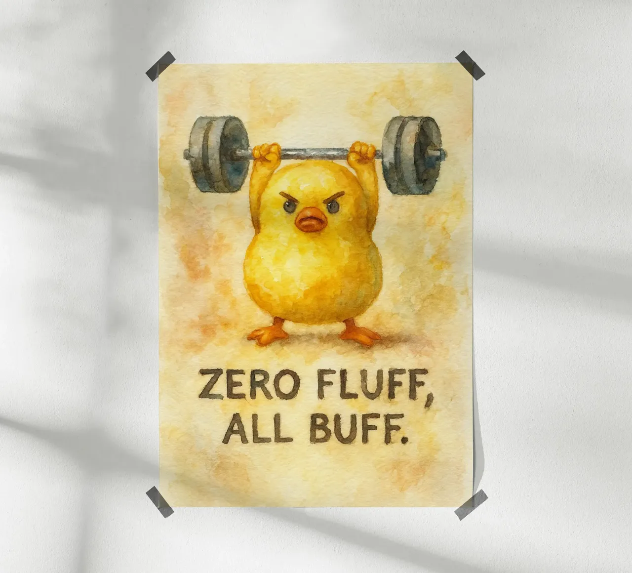 zero fluff tutti buff divertente anatra poster da cepeducks